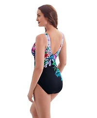 Longitude by Mimi Flamingo Women's Garland Edge Scoopback Highneck One Piece Swimsuit