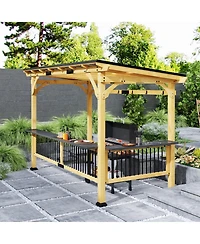 Outsunny 13' x 6' Wooden Grill Gazebo, Hardtop Outdoor Bbq Gazebo, Natural