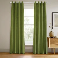 Half Price Drapes Basque Green Grommet Signature Velvet Blackout Curtain