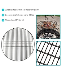 Outdoor Camping or Backyard Heavy-Duty Steel Round Fire Pit Cooking Rack Grill Grate - 40"