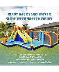 Giant Soccer-Themed Inflatable Water Slide with 735W Blower