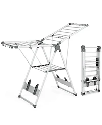 2-Layer Folding Clothes Drying Rack with 5-Level Adjustable Height