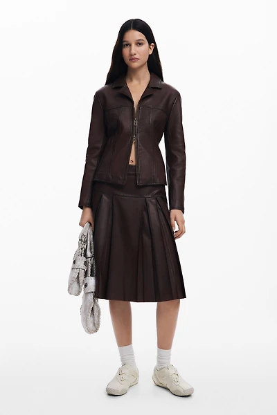 Desigual Women's Peplum leather biker jacket