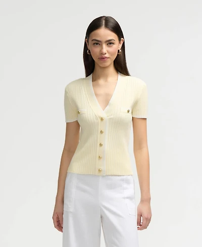 Nvlt Women's Short Sleeve Cardigan Sweater