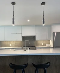 Dainolite 12" Metal Glass Luna 6W Led Pendant with Glass