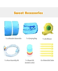 Inflatable Water Slide Bounce House with Water Cannon Fun Outdoor Playset for Kids