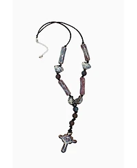 Ceramic Cross Suede Cord Necklace