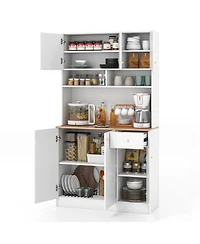 Pantry Cabinet with Built-in Outlets for Convenient Dining Room Storage