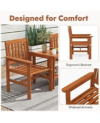3 Piece Patio Bistro Table and Chairs Set with Umbrella Hole