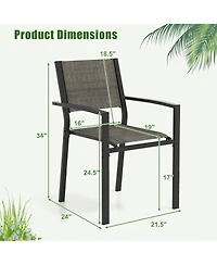 Gymax Patio Chair Set of 6 w/Breathable Fabric Seat & Heavy-Duty Metal Frame Armchairs