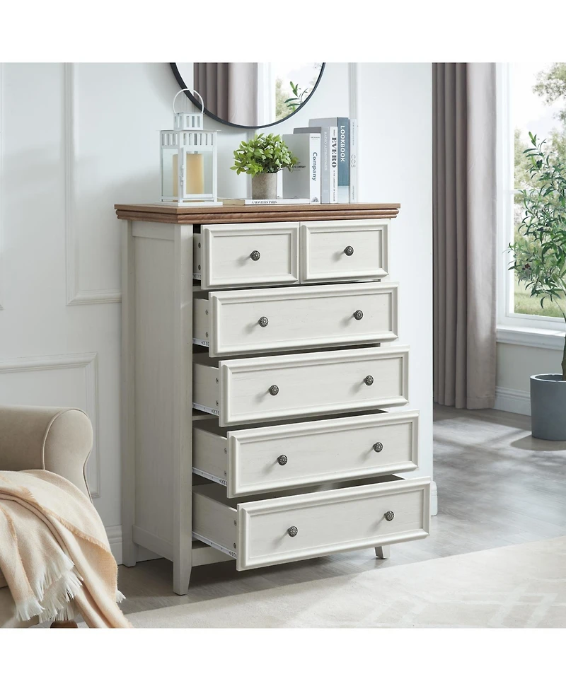 Streamdale Modern 6-Drawer Dresser, Living Room Storage Cabinet, Farmhouse Organizer