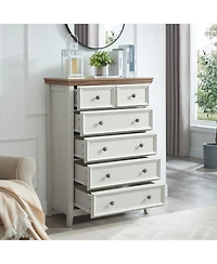 Streamdale Modern 6-Drawer Dresser, Living Room Storage Cabinet, Farmhouse Organizer