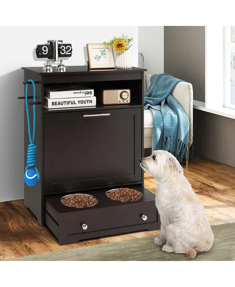 Pet Feeder Station with Stainless Steel Bowl