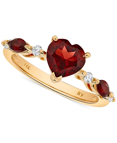 Garnet (1-7/8 ct. t.w.) & Diamond (1/10 ct. tw.) Heart Ring in 14k Gold