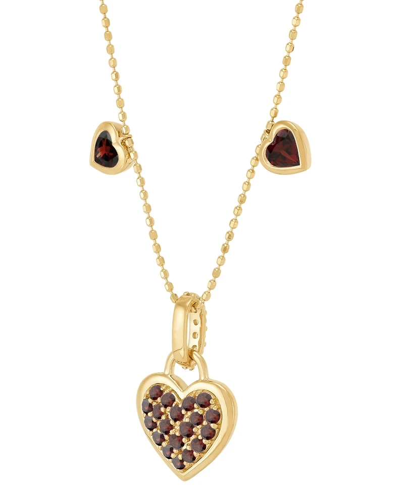 Amethyst (3/4 ct. t.w.) & Diamond Accent Triple Heart 18" Pendant Necklace in 14k Gold-Plated Sterling Silver