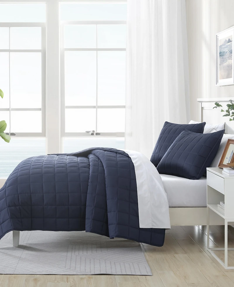 Closeout! Nautica Solid Brushed Micro Jersey 3-Pc. Quilt Set
