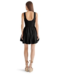 Steve Madden Women's Palermo Mixed-Media Bubble-Hem Fit & Flare Dress