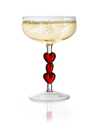 Qualia Glass Red Heart Stemmed Coupe Glasses, Set of 2