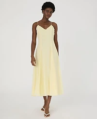 French Connection Women's Raya Butter Yellow Chiffon Ruffle-Neck Dress