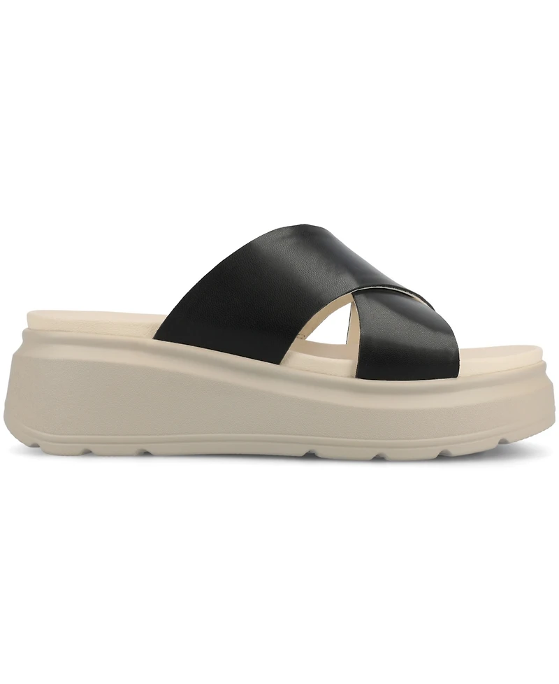 Journee Collection Women's Cathie Crisscross Platform Wedge Sandals