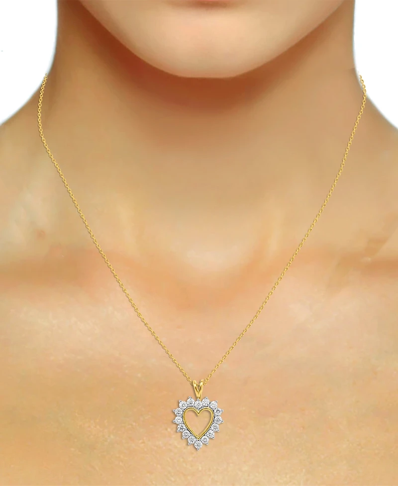 Forever Grown Diamonds Lab-Grown Diamond Heart 18" Pendant Necklace (1 ct. t.w.) Sterling Silver or 14k Gold-Plated