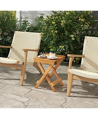 Gymax 14 inch Outdoor Folding Side Table Hardwood Square Compact Patio Table
