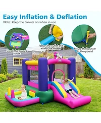 Inflatable Bounce House with Slide, Splash Pool, Basketball Hoop & Ring Toss Ultimate Kids Play Center