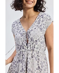 Reistor Women's Deep V-neck Gathered Dress Florals