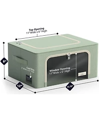 Sorbus 6 Pack Small Foldable Storage Box - Metal Frame, Oxford Fabric, Large Window & Handles Organization for Bedroom, Linens Clothes