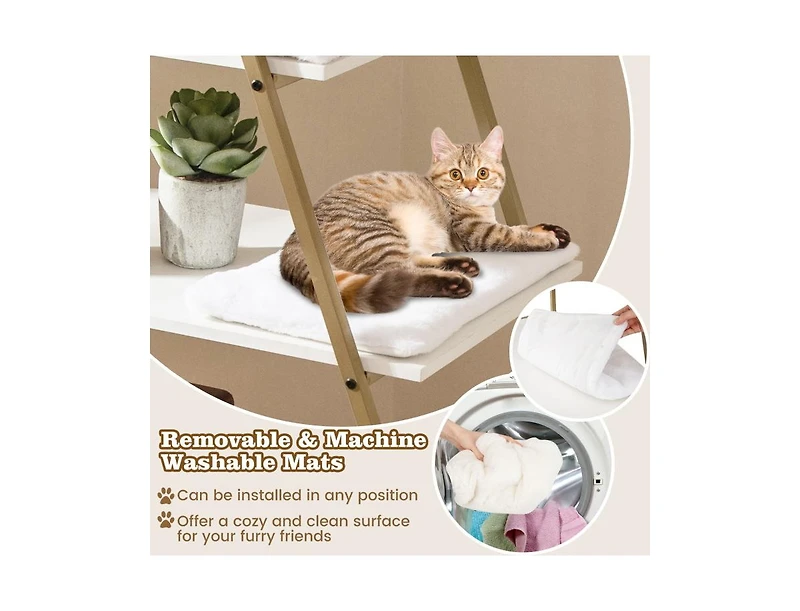 Large Cat Litter Box Enclosure with Storage & Ladder Shelf Stylish & Functional Hidden Litter Cabinet