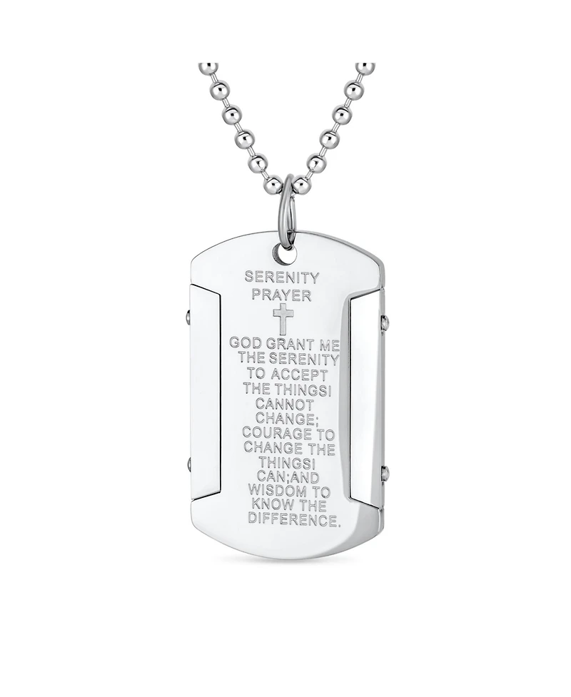 Bling Jewelry Inspirational Mantra Military Style Serenity Prayer Dog Tag Necklace