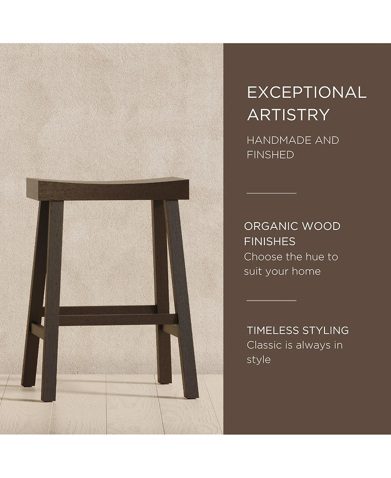 Maven Lane Vincent Wooden Rustic Aesthetic Kitchen Counter Stool, Set of 4