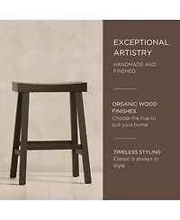Maven Lane Vincent Wooden Rustic Aesthetic Kitchen Counter Stool, Set of 4