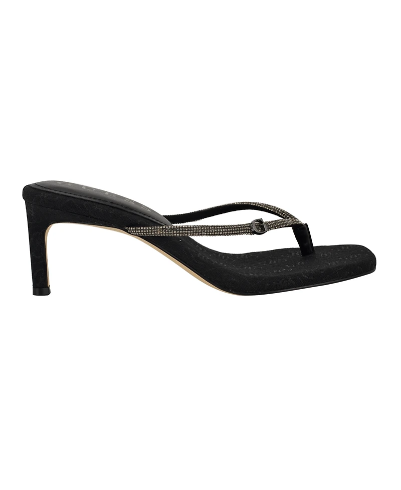 Guess Women's Mayan Rhinestone Thong Kitten Heel Sandals