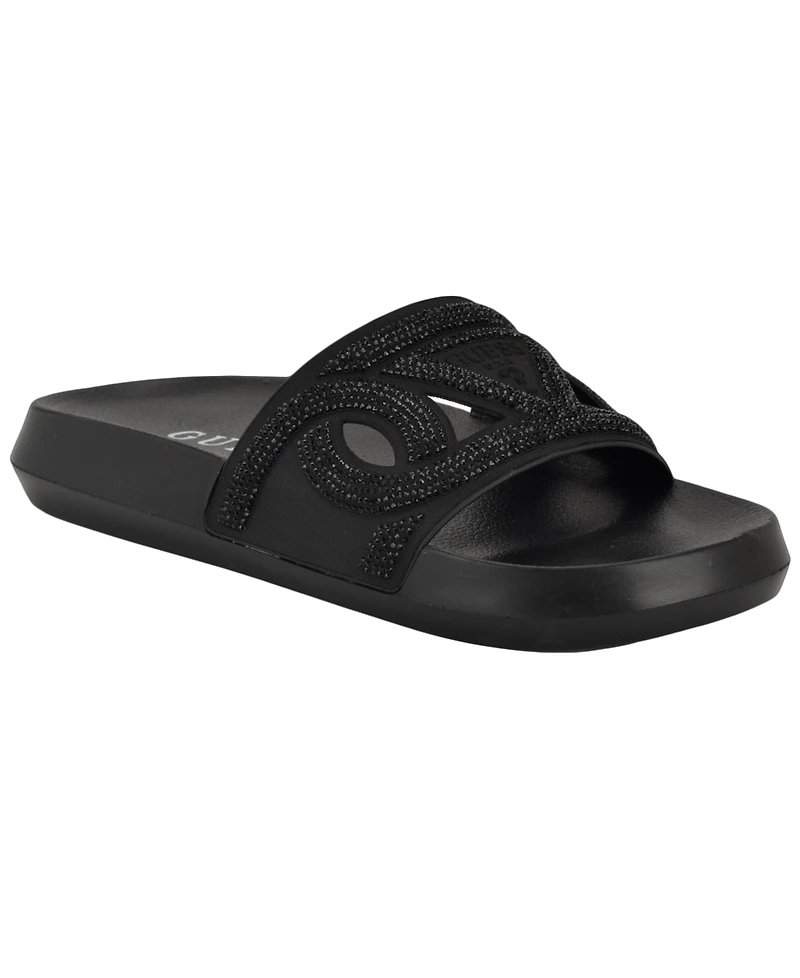 Guess Women's Payca Rhinestone Eva Pool Slide Sandals