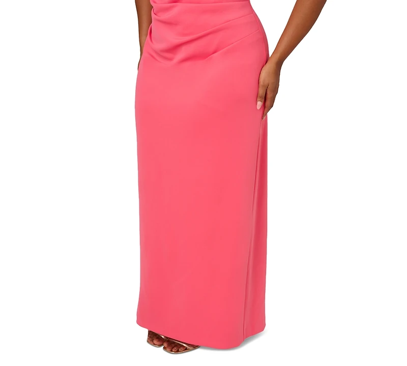 Adrianna Papell Plus Size Asymmetrical Draped Gown