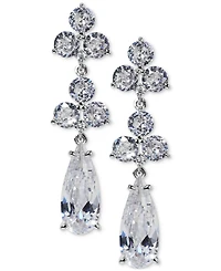 Eliot Danori Silver-Tone Cubic Zirconia Linear Drop Earrings, Exclusively at Macy's