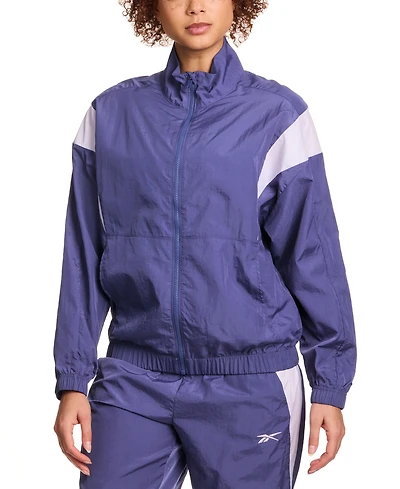 Reebok Women's Woven Crinkle Colorblocked Track Jacket