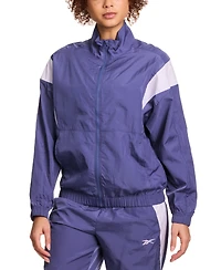 Reebok Women's Woven Crinkle Colorblocked Track Jacket