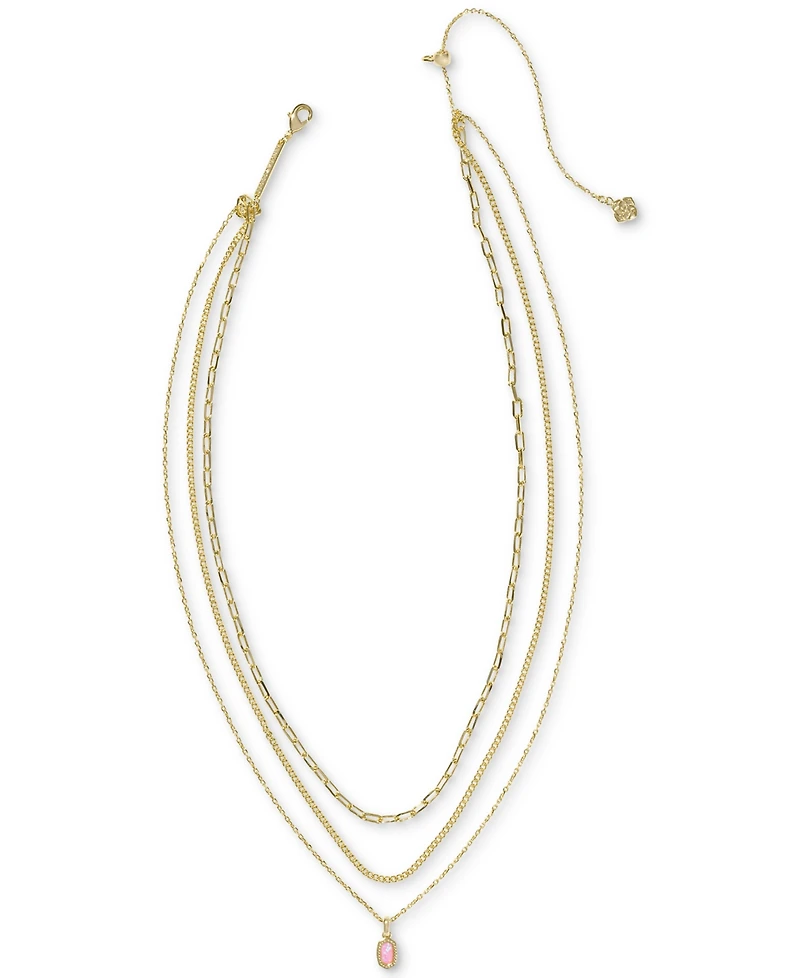 Kendra Scott 14k Gold-Plated Kyocera Opal Layered Pendant Necklace, 14" + 4" extender