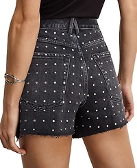 Good American Women's High-Rise Rhinestone Shorts