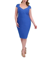 Siena Plus Size Bandage-Bodice Cap-Sleeve Dress
