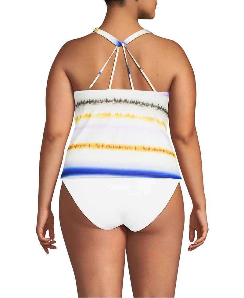 Lands' End Women's Tugless High Neck Strappy Back Tankini Swimsuit Top
