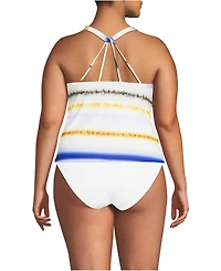 Lands' End Women's Tugless High Neck Strappy Back Tankini Swimsuit Top