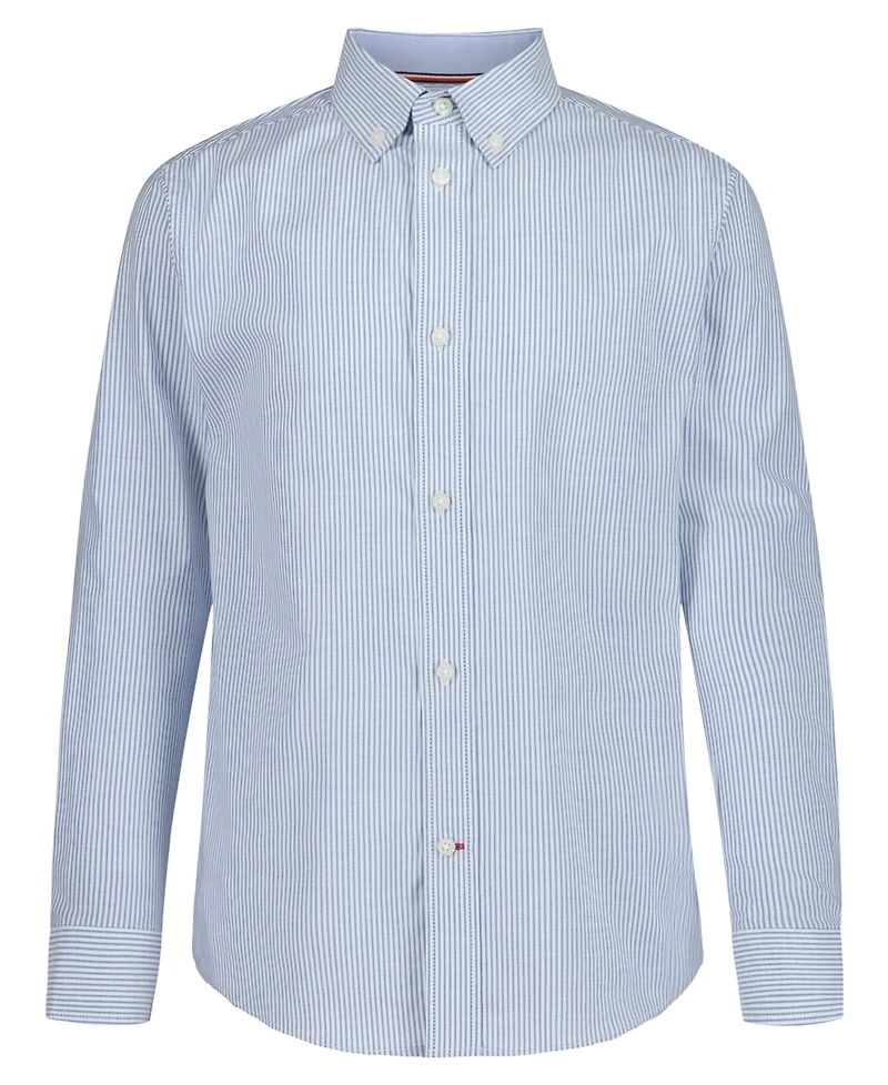 Tommy Hilfiger Big Boys Long Sleeve Stretch Bengal Stripe Oxford Shirt