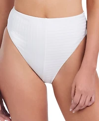 Sanctuary Women's Refresh Rib High-Leg High-Rise Bikini Bottoms