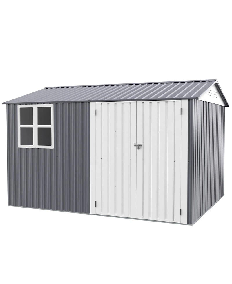 Streamdale 8x10 ft Outdoor Shed Galvanized Steel with 6 Vents and Double Lockable Door