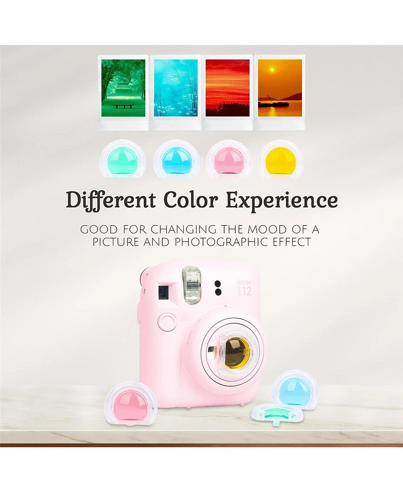 Fujifilm Instax Mini 12 Instant Film Camera, Lilac Purple Bundle with Custom Case, Accessory Kit and Daylight Film, 4x Twin Pack