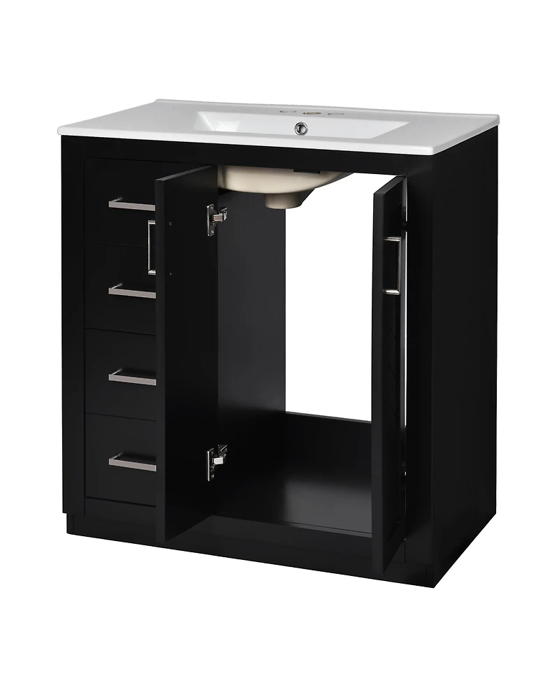 Streamdale 30" Freestanding Bathroom Vanity with Ceramic Sink and Storage Cabinet