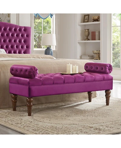 Streamdale Velvet Tufted Bed Bench for Bedroom and Entryway